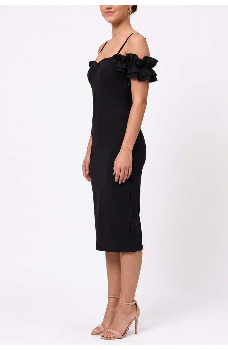 RACHEL Rachel Roy Parcella Ruffle Sleeve Midi Dress, Alternate, color, Black