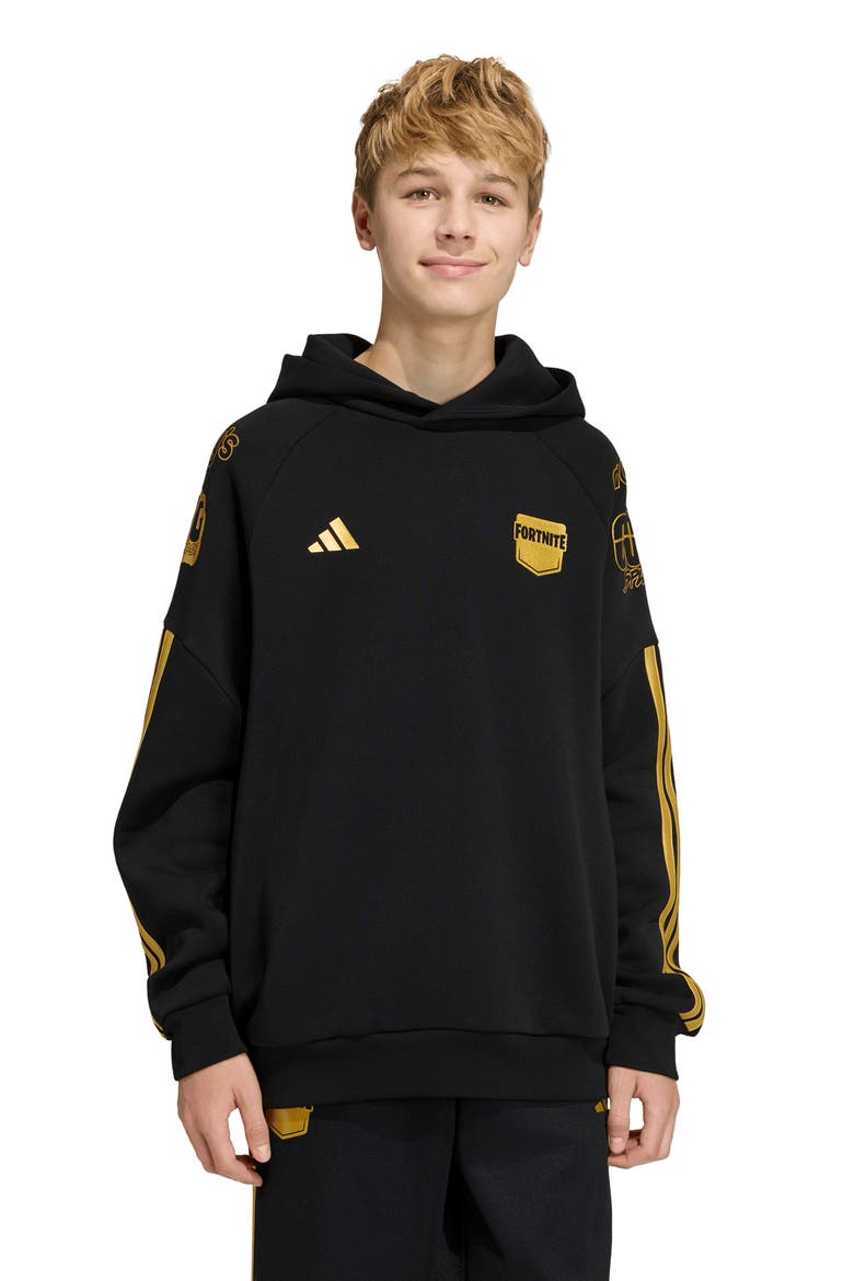 Kids' x Fortnite Graphic Hoodie, Alternate, color, BLACK/ GOLD MET.