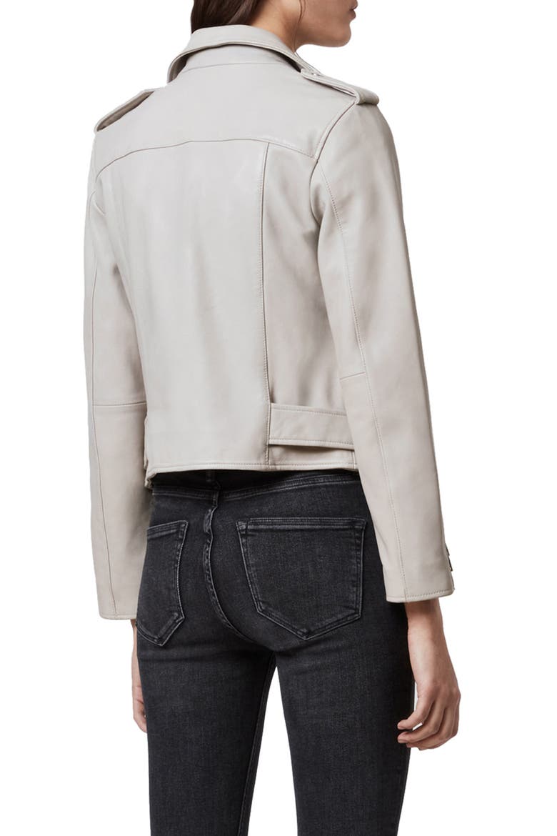 Balfern Leather Biker Jacket, Alternate, color, CEMENT GREY