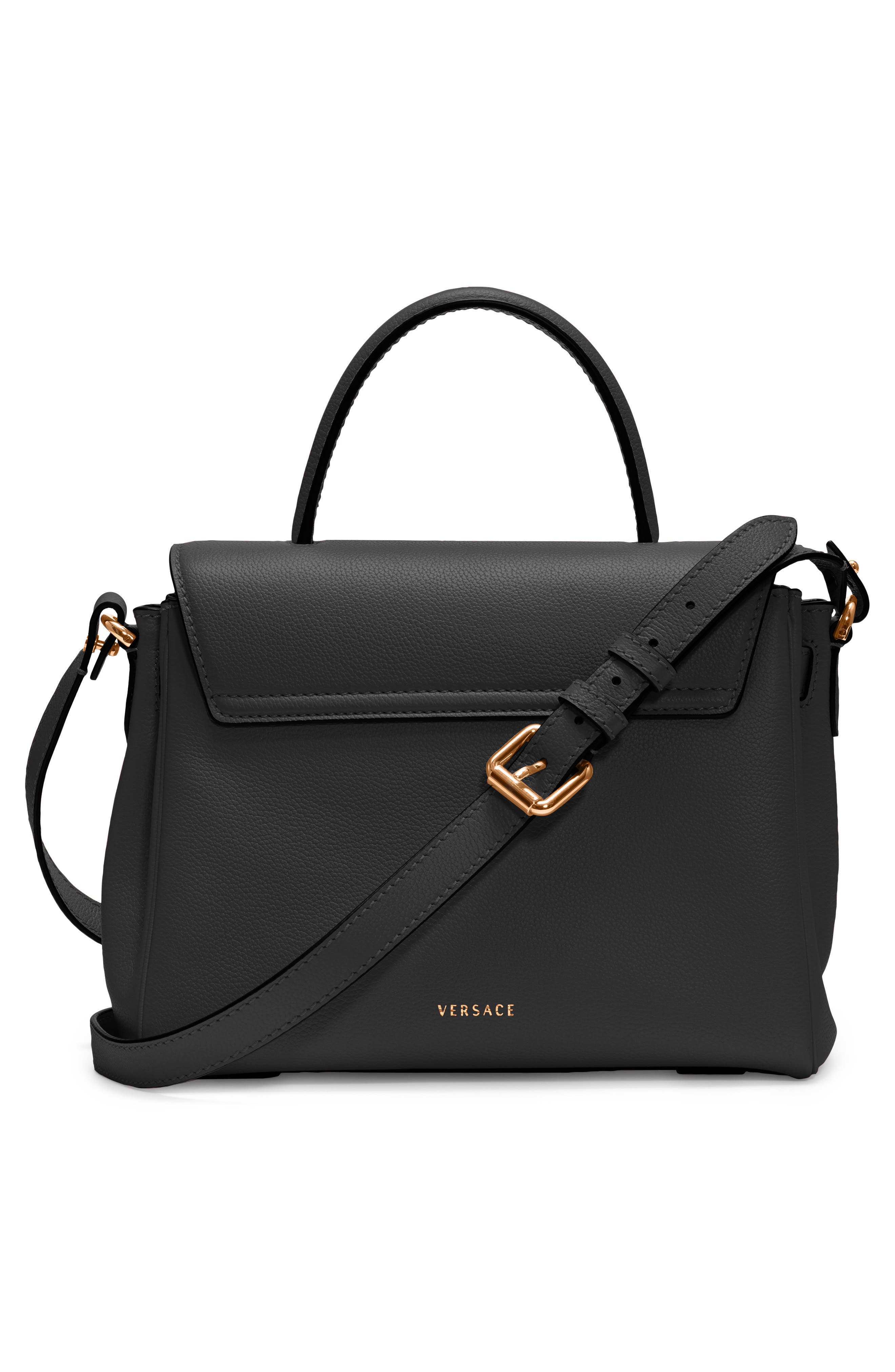Versace La Medusa Medium Leather Top Handle Bag, Alternate, color, 