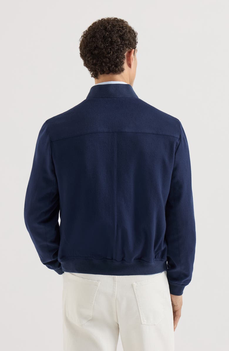 Brunello Cucinelli Lightweight cashmere flannel bomber jacket, Alternate, color, Blue