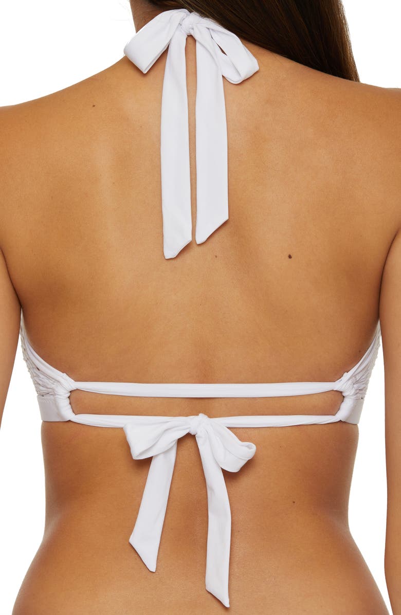 Becca Castaway High Neck Bikini Top, Alternate, color, White