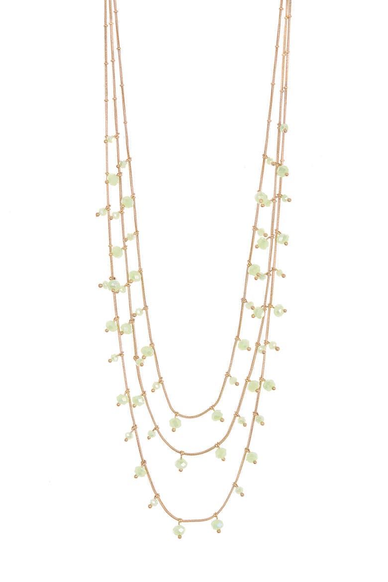 Multi Beaded Layered Necklace, Main, color, GREEN- GOLD