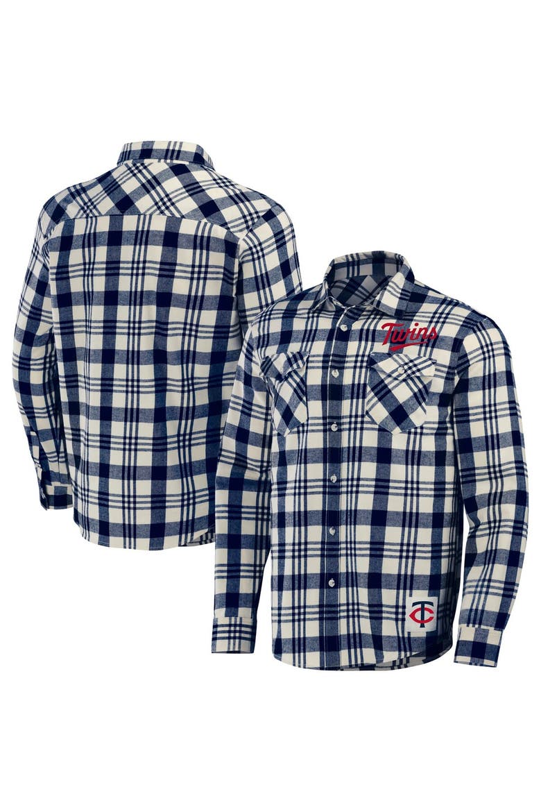 Men's Darius Rucker Collection by Fanatics Navy Minnesota Twins Plaid Flannel Button-Up Shirt, Alternate, color, Navy