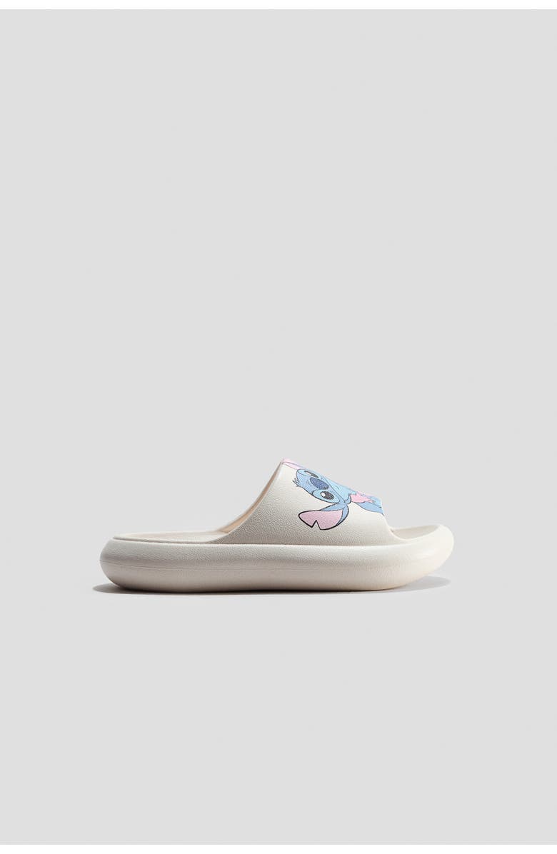 H&M Molded pool slide shoes, Alternate, color, Cream/Lilo & Stitch