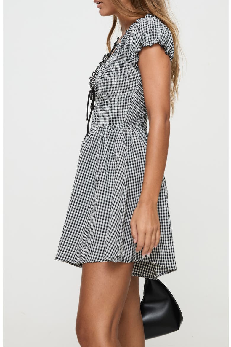 Wescott Gingham Romper, Alternate, color, BLACK