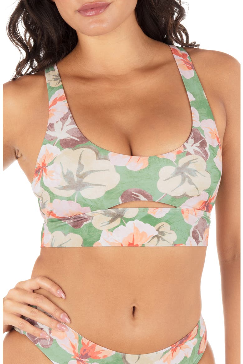 Gingko Cloud Strappy Bikini Top, Main, color, SEAFOAM PINK FLORAL