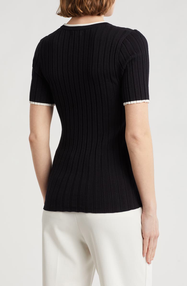 NORDSTROM RACK Tipped Short Sleeve Ribbed Sweater, Alternate, color,