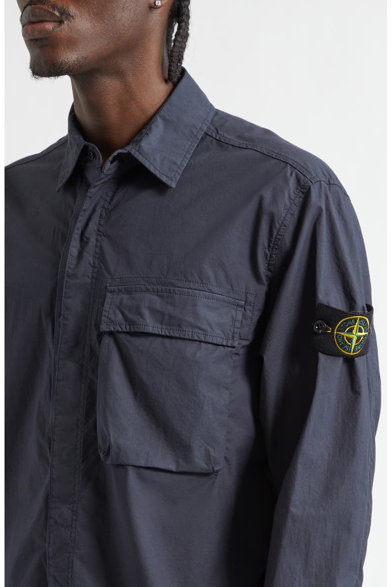 Compass Patch Stretch Cotton Canvas Overshirt, Alternate, color, NAVY BLUE