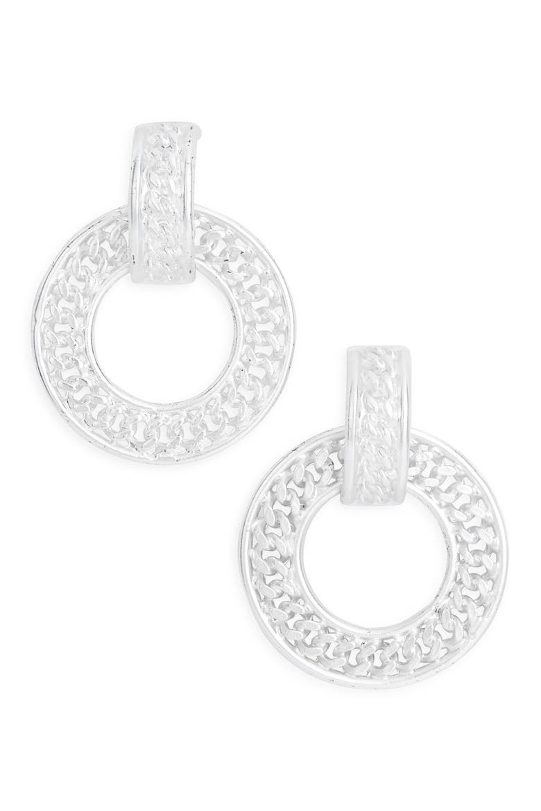 Chunky Circular Chain Drop Earrings, Main, color, SILVER