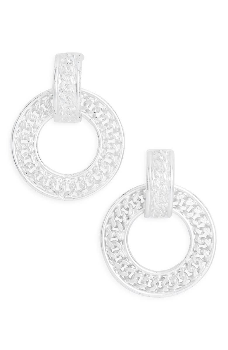 Karine Sultan Chunky Circular Chain Drop Earrings, Main, color, Silver