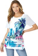 Roaman's Plus Size Travel Graphic Tee