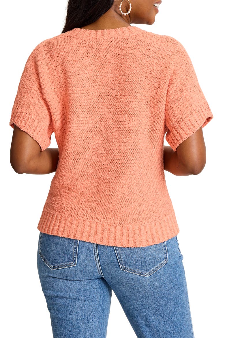 Harbor Pebble Short Sleeve Cotton Blend Sweater, Alternate, color, PEACH GELATO