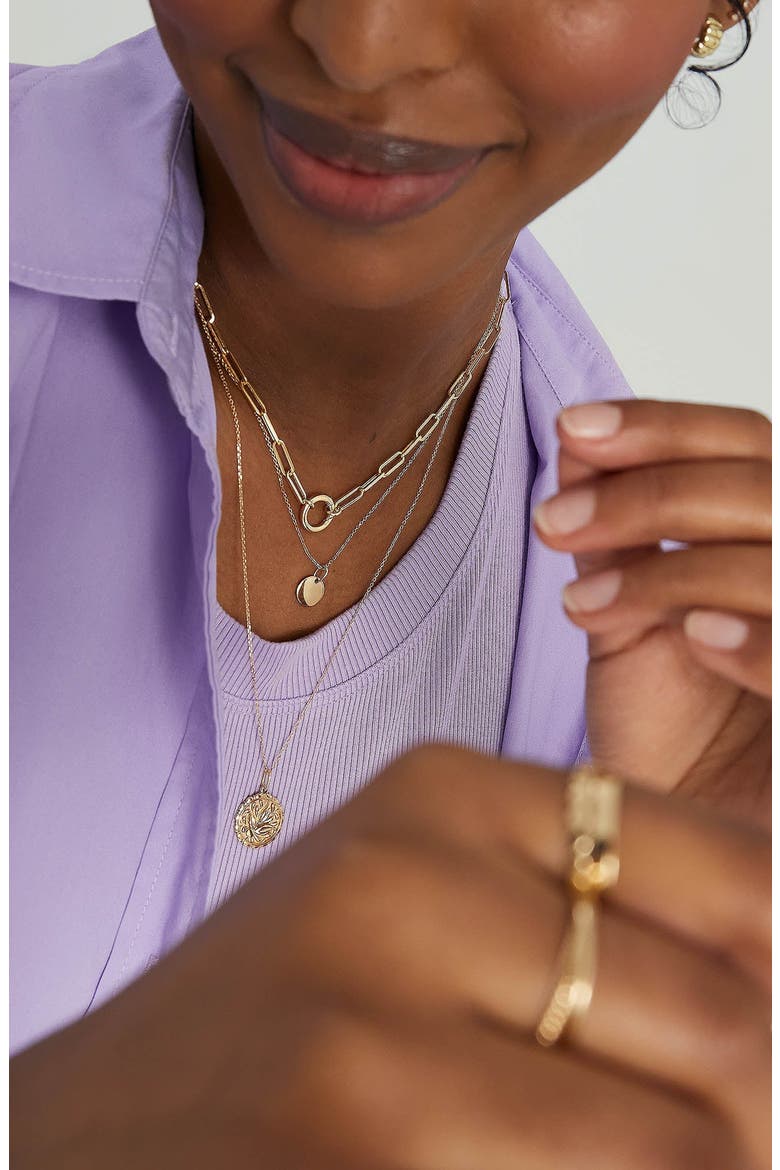 Paperclip Chain Charm Necklace, Alternate, color, Yellow Gold