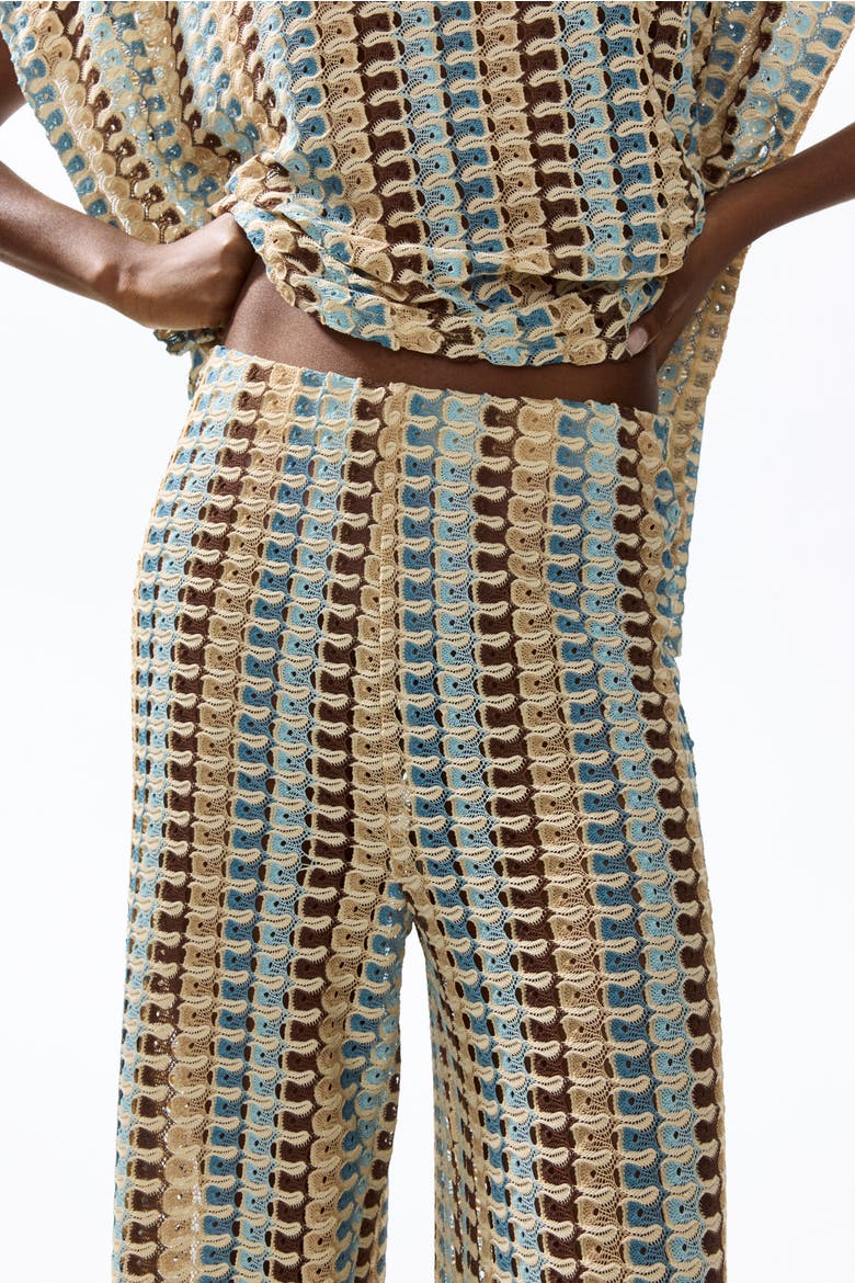 Flared Pull-on Trousers, Alternate, color, Light beige/patterned