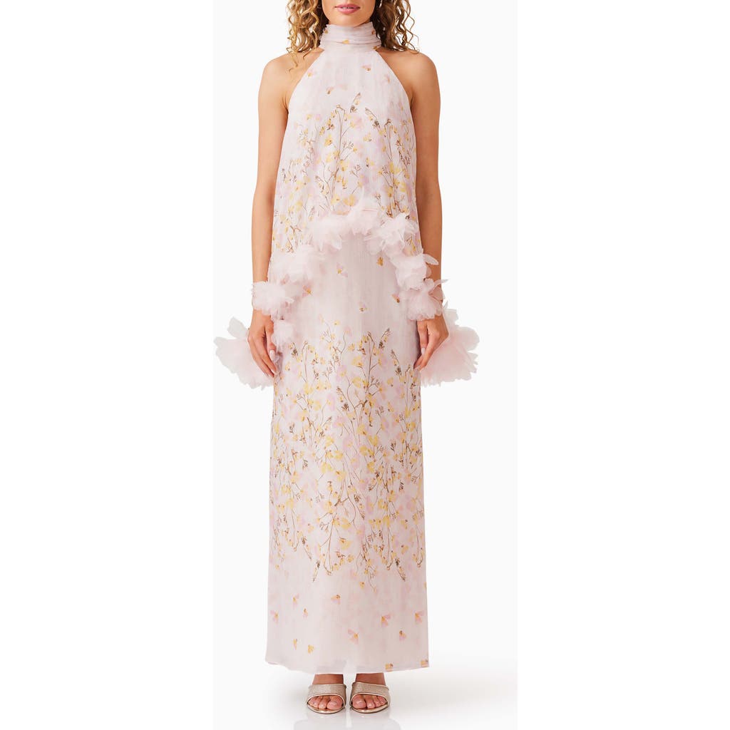 Elliatt Tulsia Capelet Maxi Dress In Pink Multi