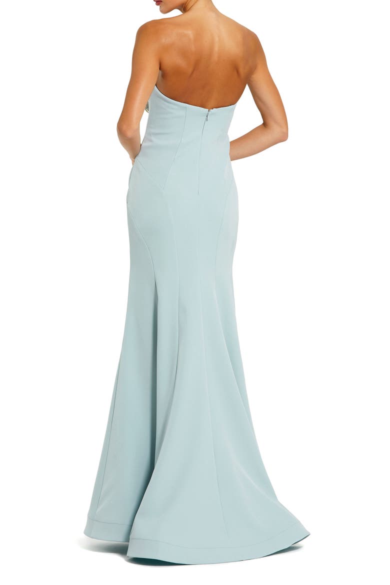 Strapless 3D Rhinestone Flower Detail Crepe Gown, Alternate, color, Powder Blue