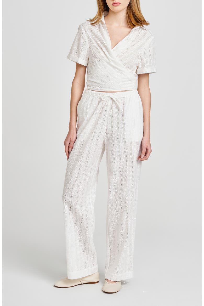 Eve Cotton Eyelet Drawstring Pants, Alternate, color, IVORY