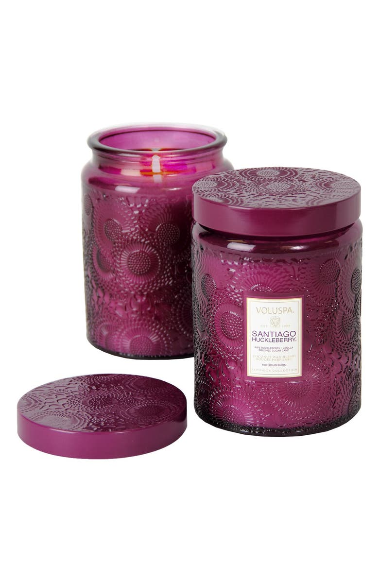 Voluspa 'Japonica - Santiago Huckleberry' Large Embossed Jar Candle, Main, color, 