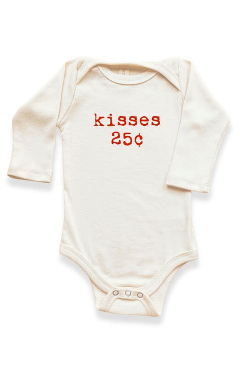Kisses 25c Gender Inclusive Organic Baby Bodysuit Long Sleeve