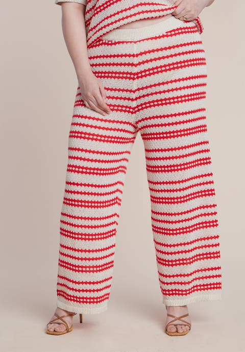 Pointelle Stripe Sweater Pant (Plus)