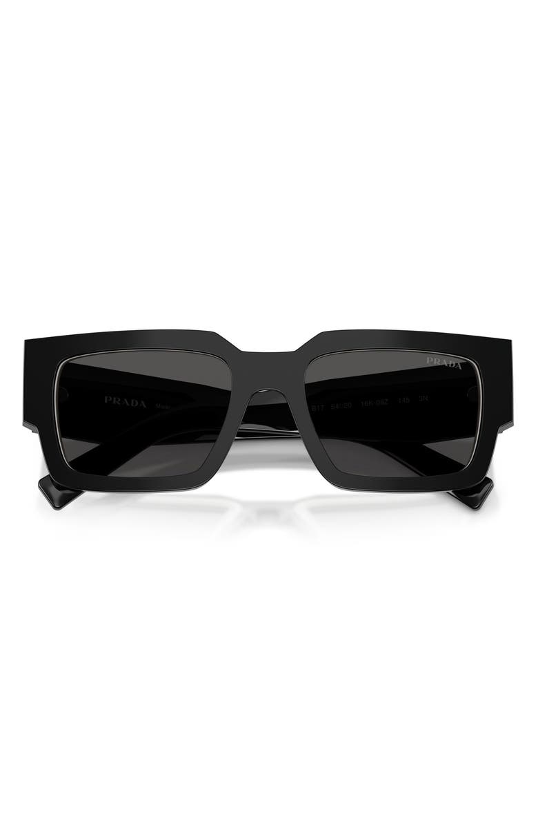 Prada 54mm Rectangular Sunglasses, Alternate, color, Black/ Talc / Dark Grey