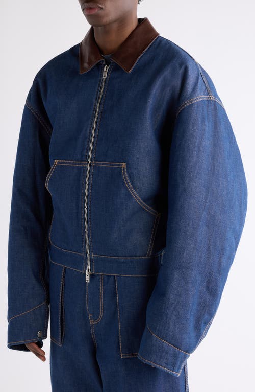 Acne Studios Men Denim Jacket With Contrasting Collar In Blue