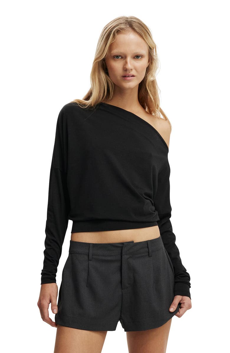 Cotton On Women's Peyton Off Shoulder Long Sleeve, Main, color, Black