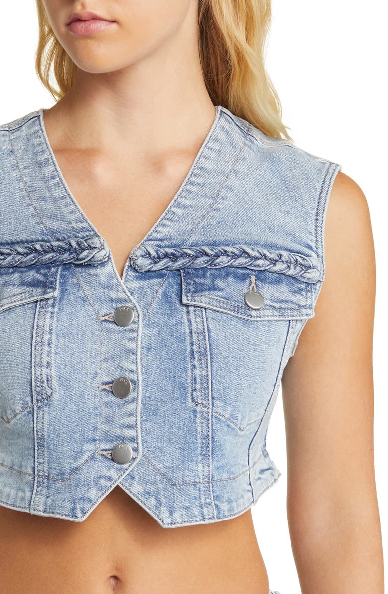PTCL Braided Crop Denim Vest, Alternate, color, 