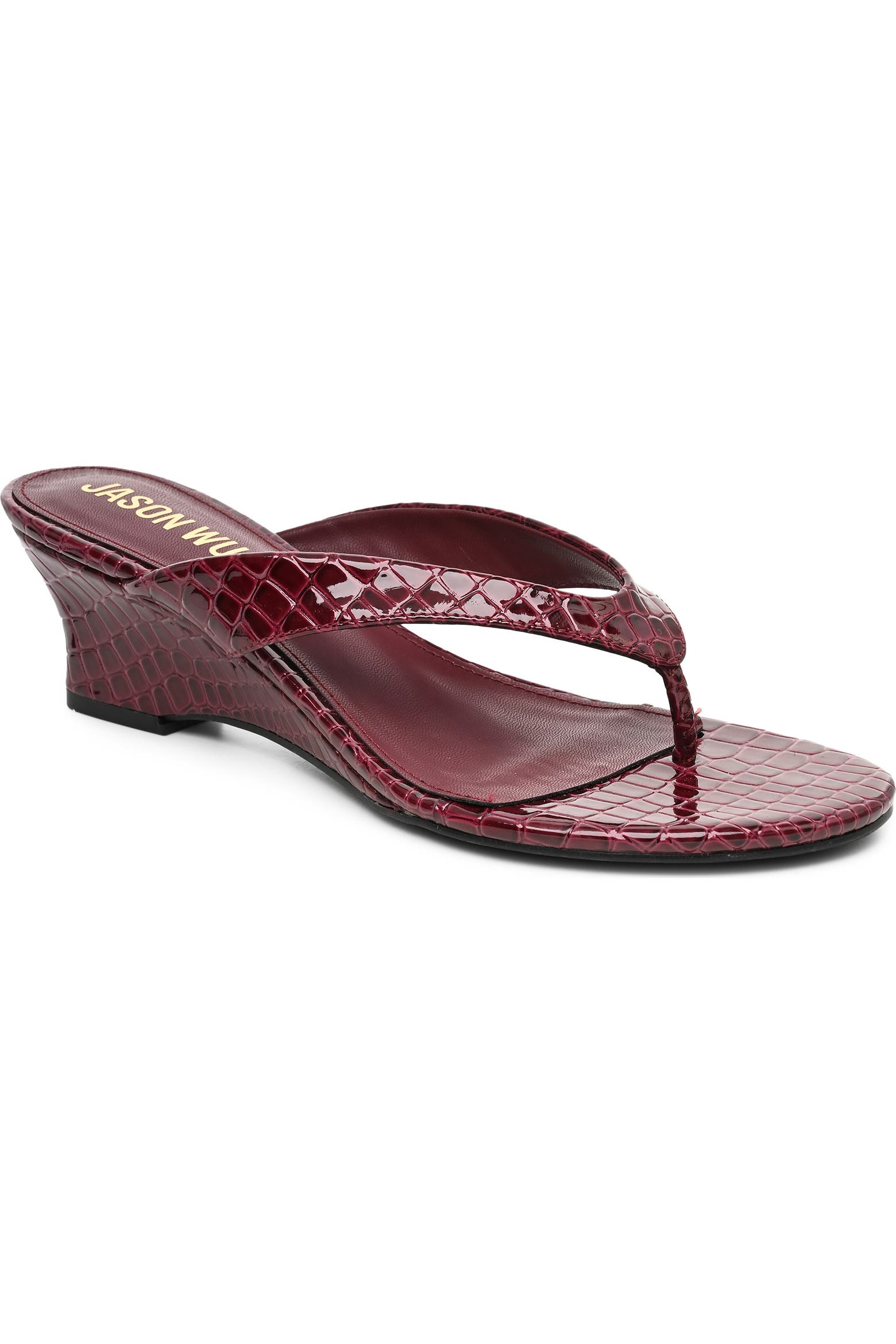 Jason Coloring JASON WU Croc Embossed Wedge Thong Sandal (Women) | Nordstromrack
