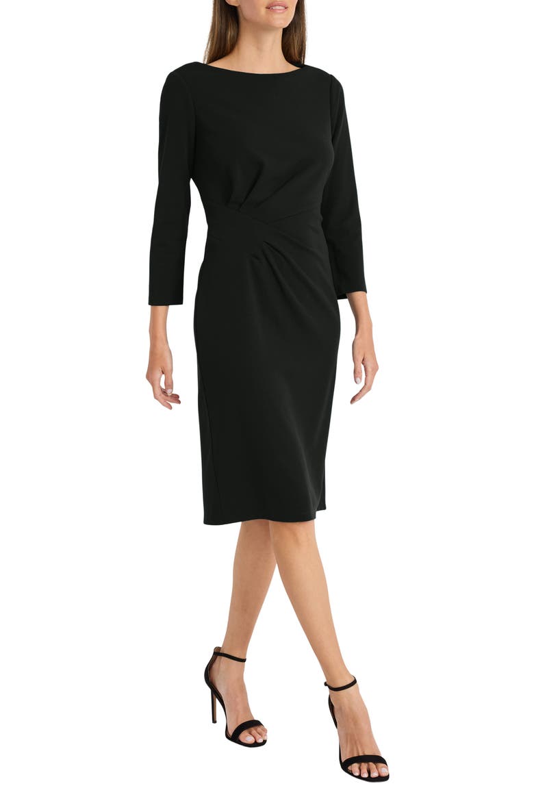 Side Pleat Sheath Dress, Alternate, color, BLACK