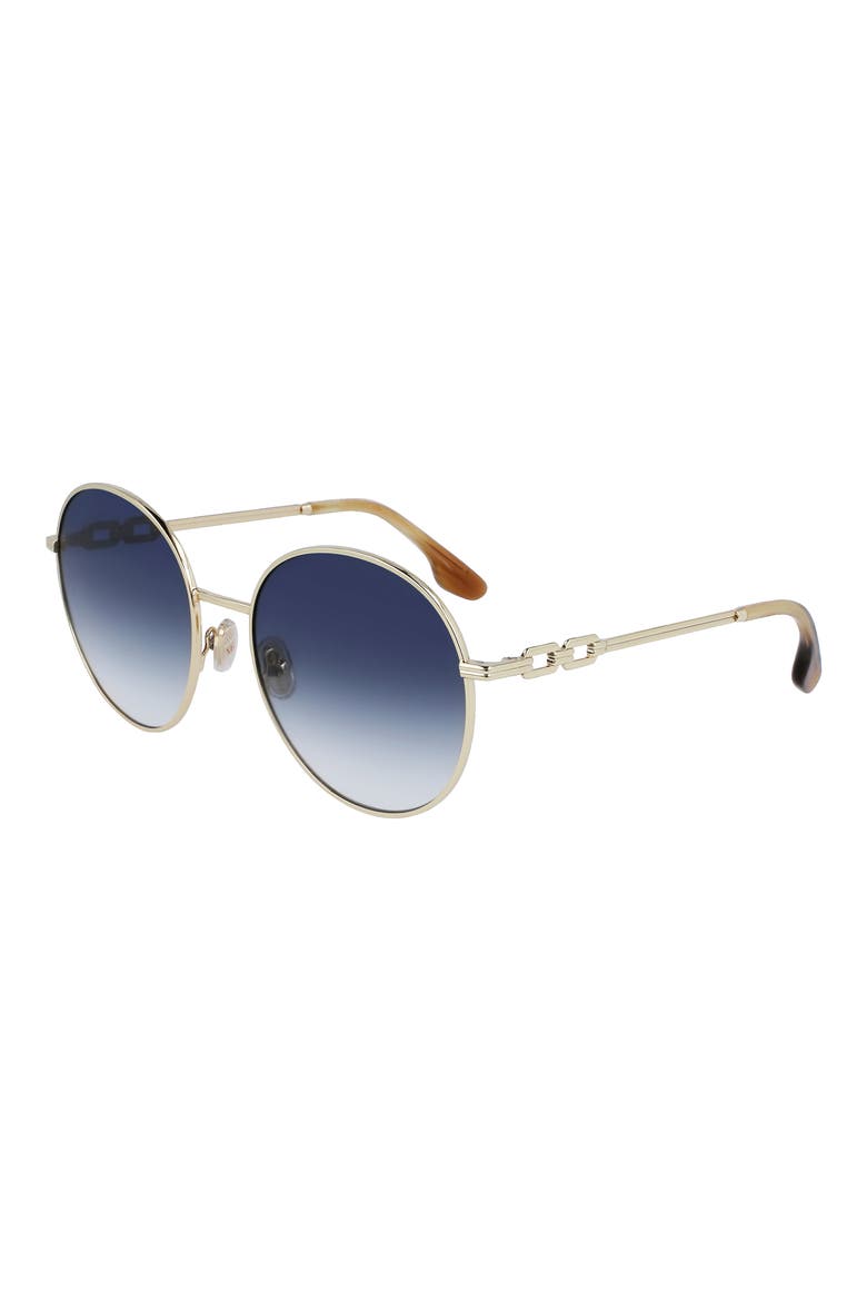 58mm Gradient Round Sunglasses, Alternate, color, GOLD/ BLUE