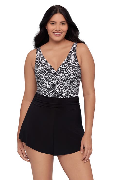 Rebecca Surplice Plus Size Swim Romper with Pockets