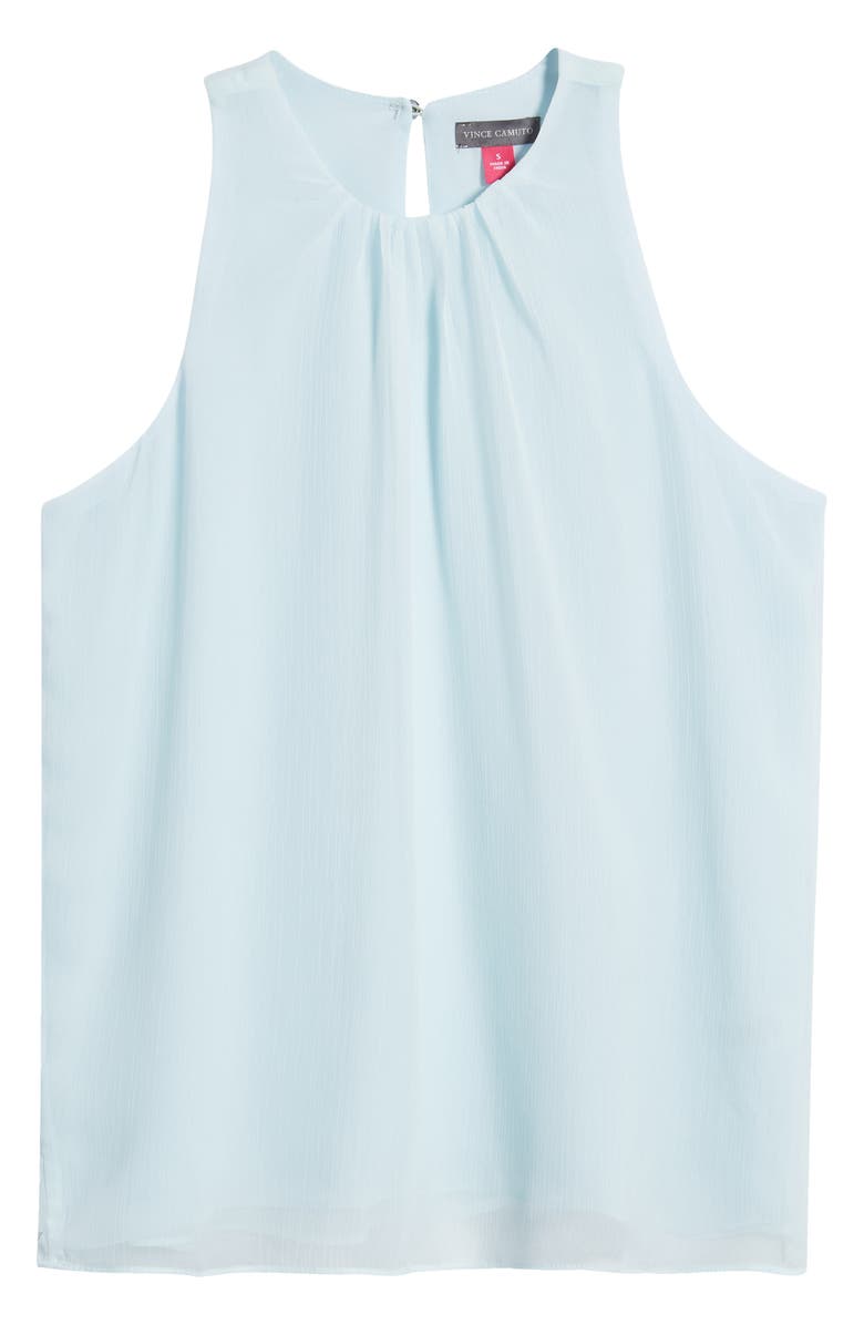 Vince Camuto Shirred Neck Sleeveless Chiffon Blouse, Alternate, color, Sea Breeze