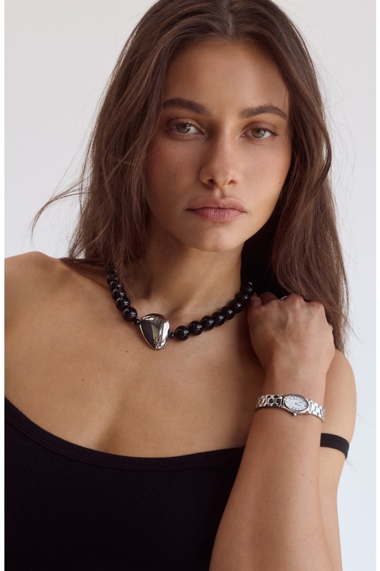 Emmeline Bracelet Watch, 16mm x 24mm, Alternate, color, WHITE/ SILVER