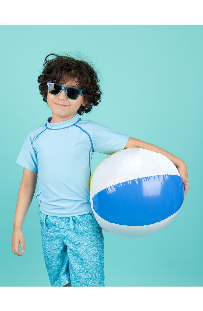 Leveret Kids Short Sleeve Rash Guard, UPF 50+ Swim Shirt, Alternate, color, Light Blue