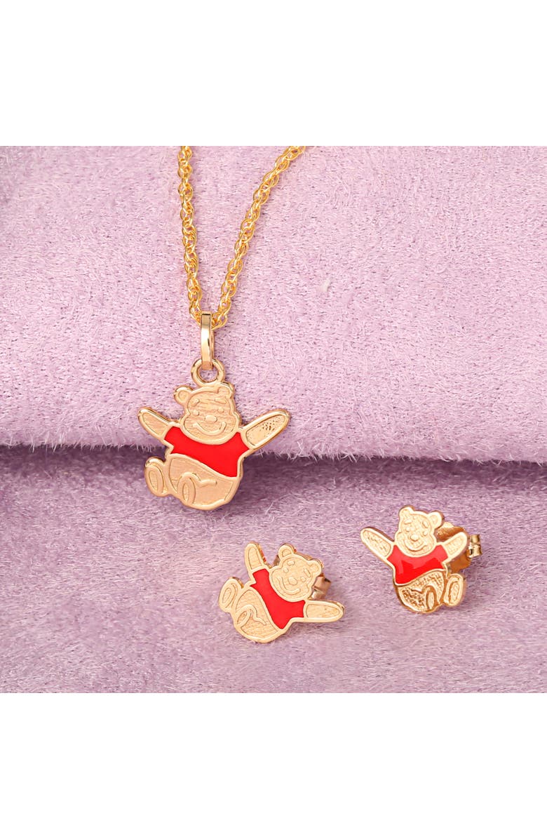 Disney 14K Gold Winnie the Pooh Red Shirt Pendant, 18", Alternate, color,