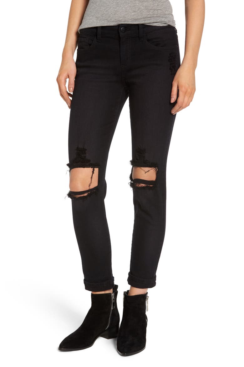 Destroyed Boyfriend Jeans, Main, color, BLACK