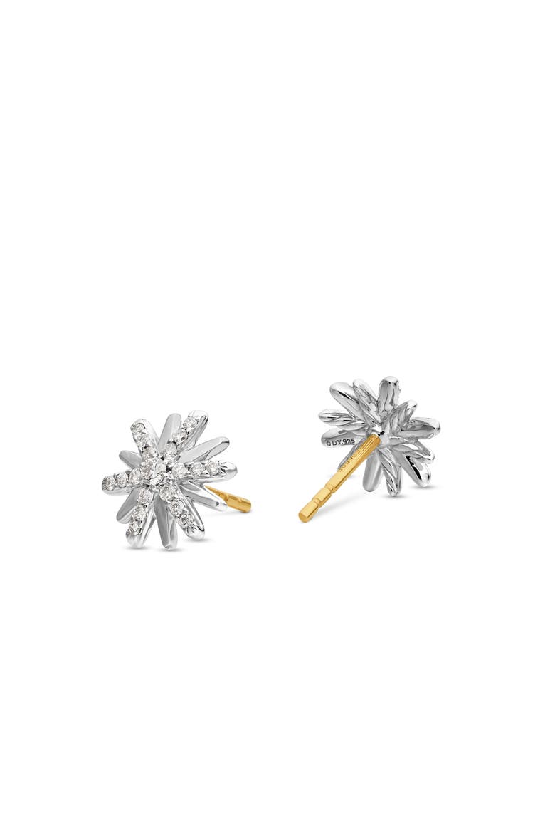 Petite Starburst Stud Earrings with Pavé Diamonds, Alternate, color, DIAMOND/ SILVER