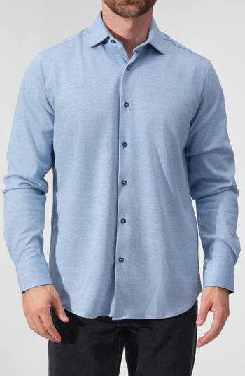 Studio Garnet Los Angeles Mélange Twill Button-down Shirt In Blue