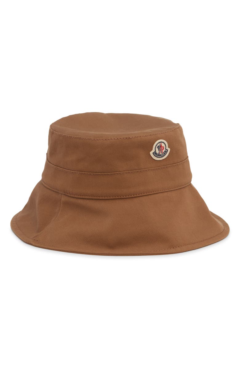 Moncler Archive DNA Cotton Twill Bucket Hat, Main, color, Beige