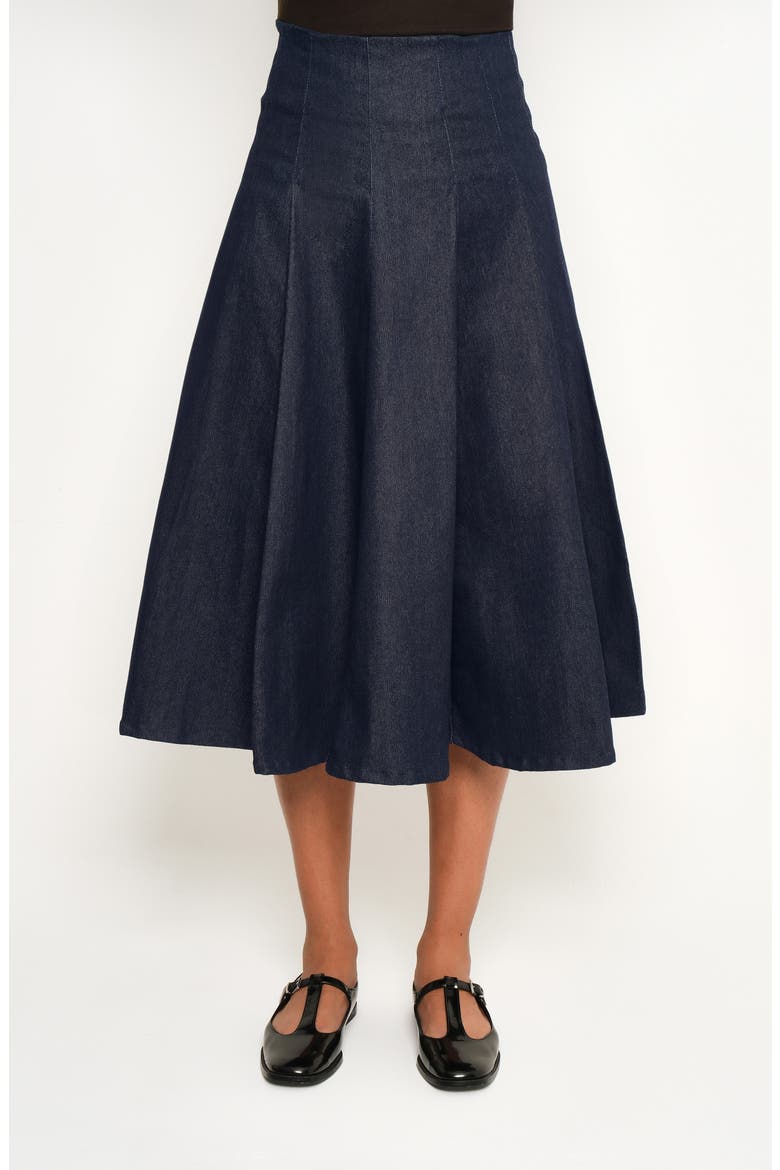 Echo A-Line Denim Skirt, Main, color, NAVY