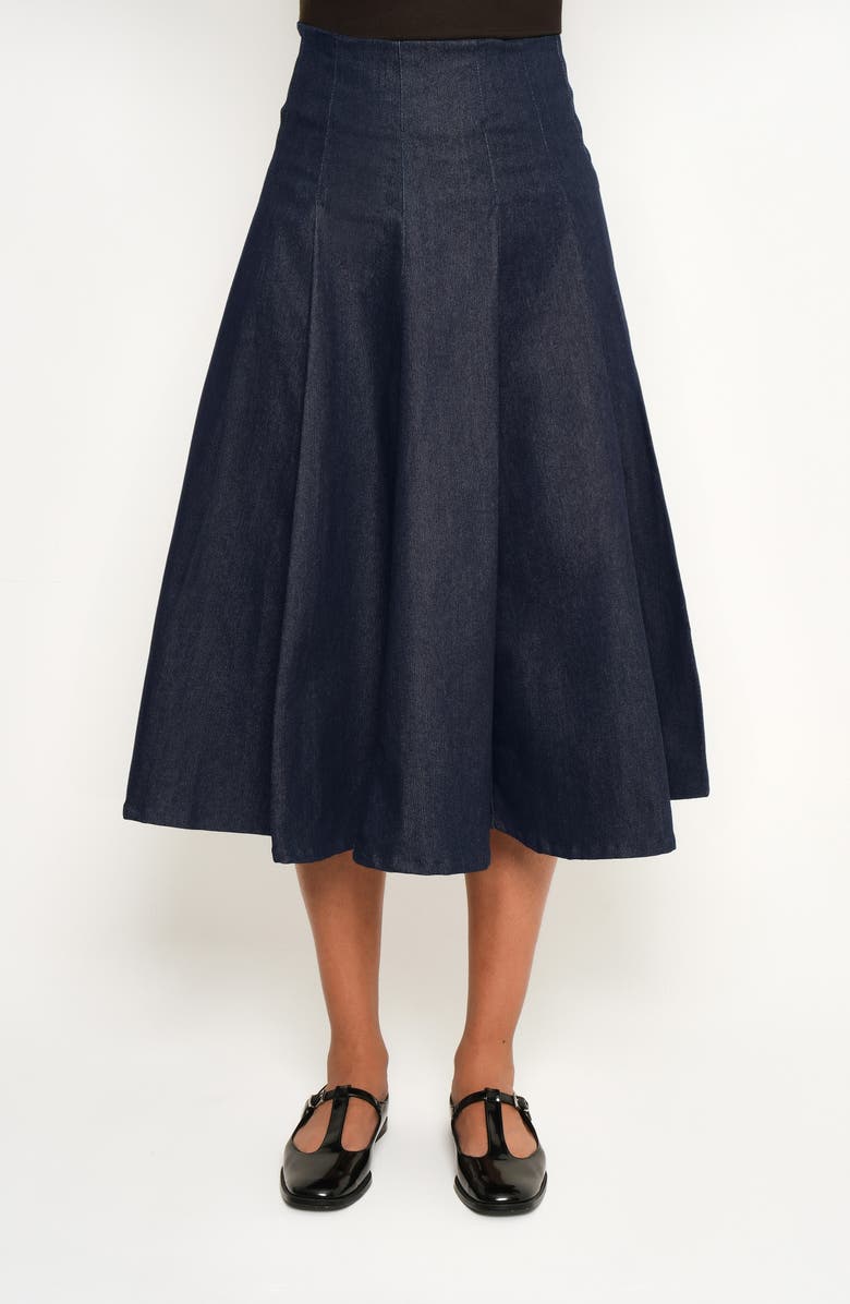The Lulo Project Echo A-Line Denim Skirt, Main, color, Navy