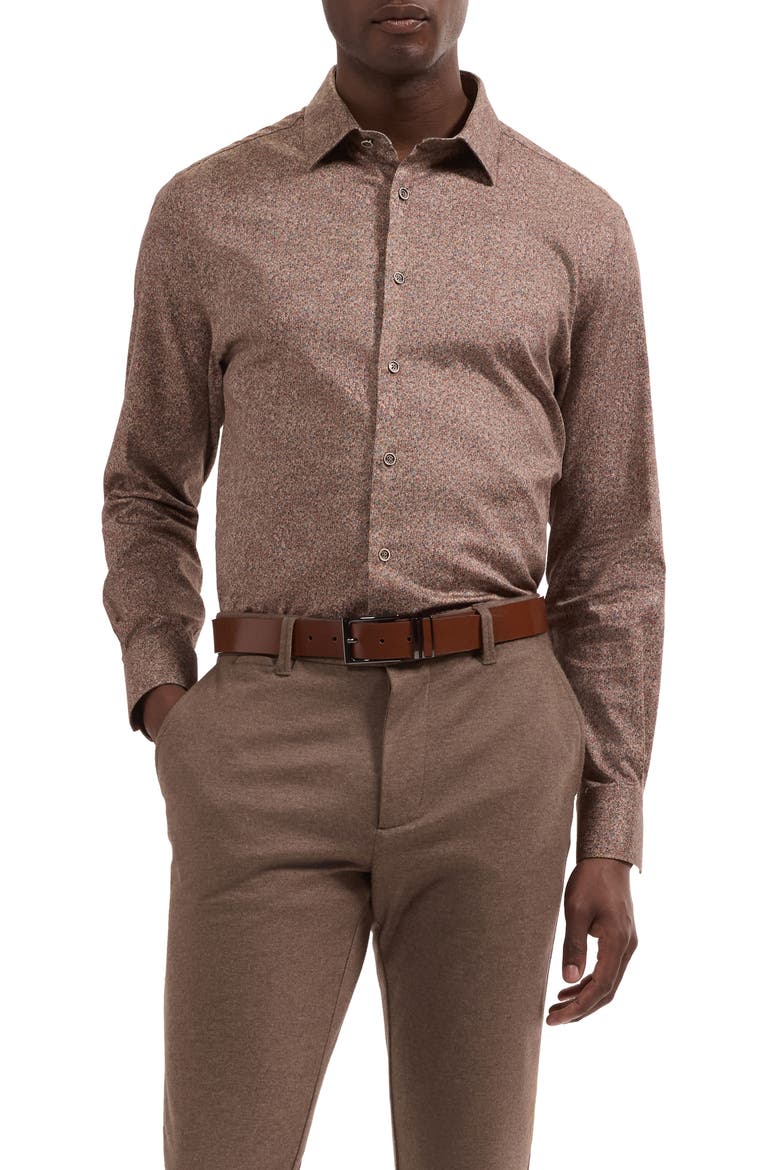 Julian Shaped Fit Long Sleeve Floral Button-Up Shirt, Main, color, SIENNA
