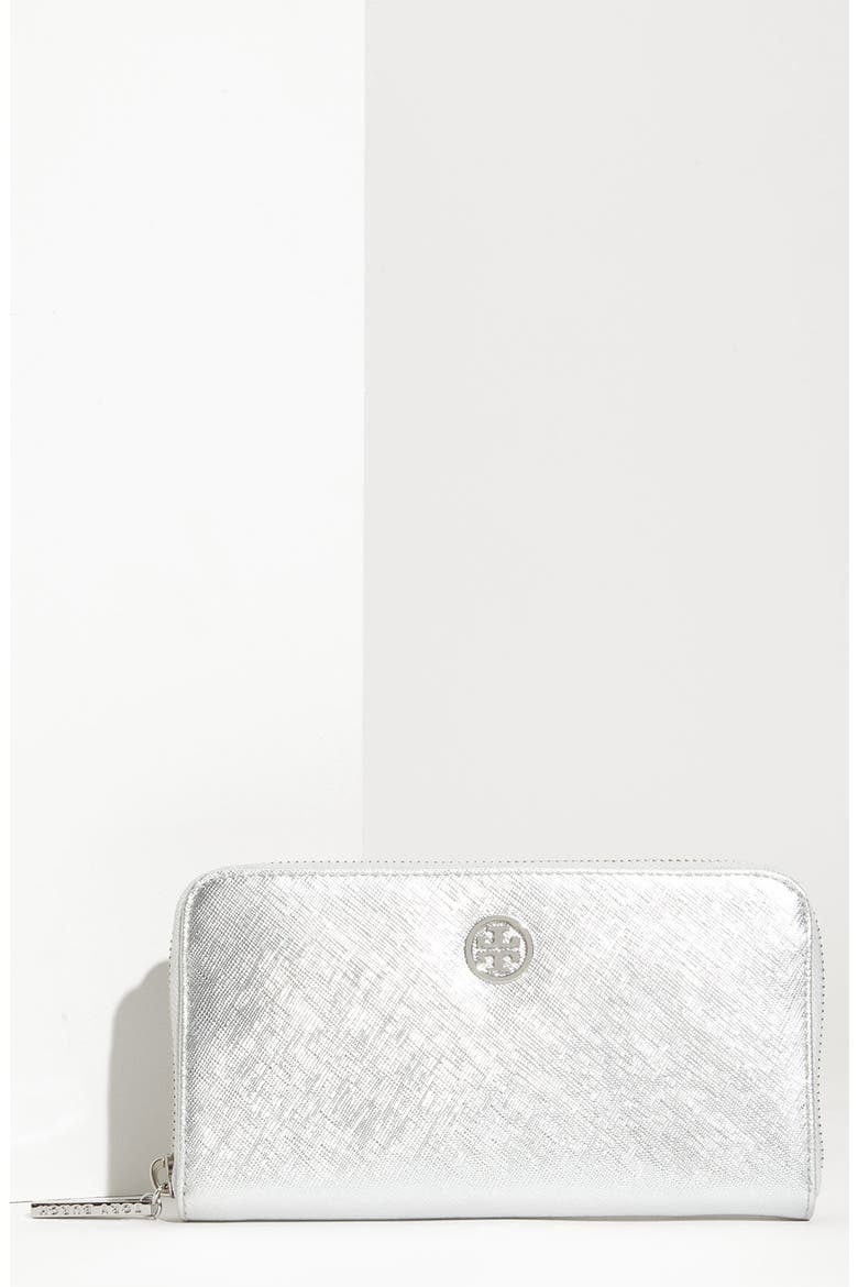 'Robinson' Zip Continental Wallet, Main, color, SILVER