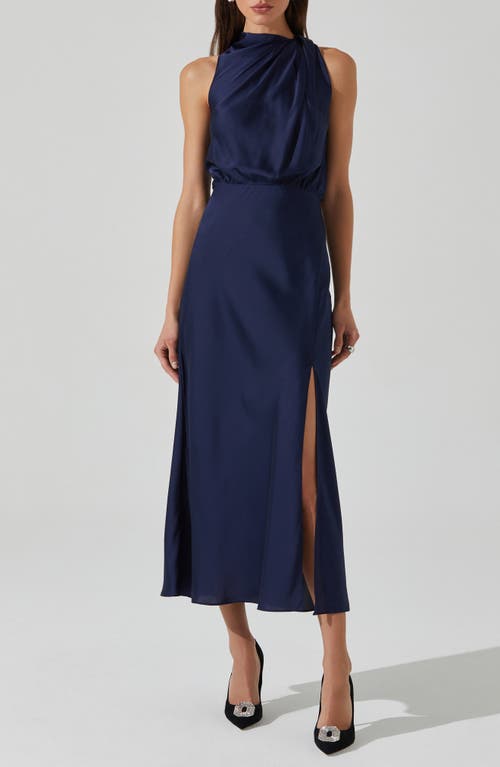 Astr The Label Jelyn Sleeveless Satin Midi Dress In Navy