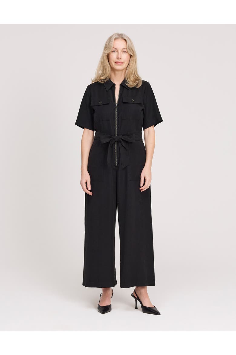 Marie Wide Leg Cropped Jumpsuit, Main, color, Black