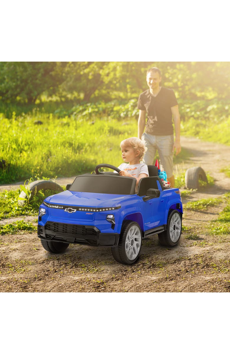 Qaba Chevrolet Silverado EV RST 12V Kids Electric Car w/ Remote, Alternate, color, Blue