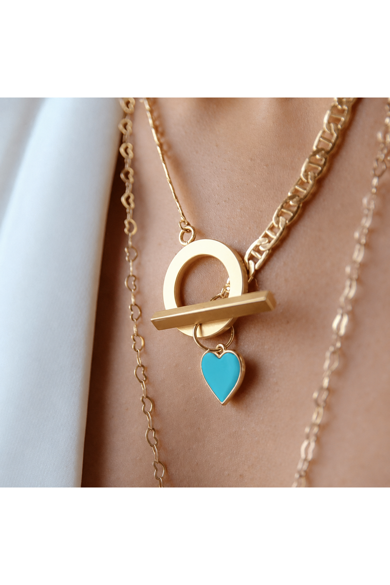Gold Crush Turquoise Heart Necklace, Alternate, color, Turquoise