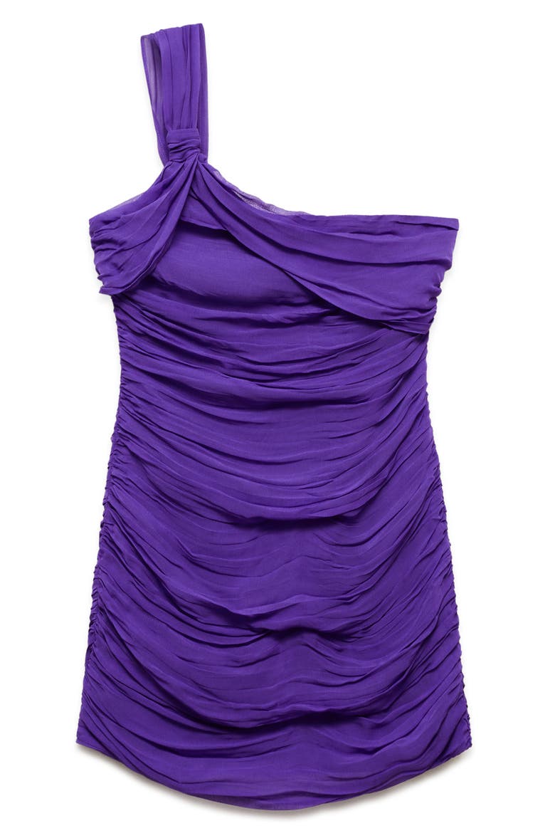 Ruched One-Shoulder Minidress, Main, color, PURPLE